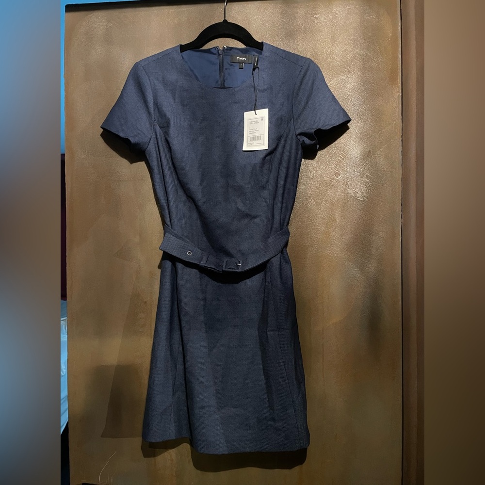 Theory Dark Blue Belted Dress